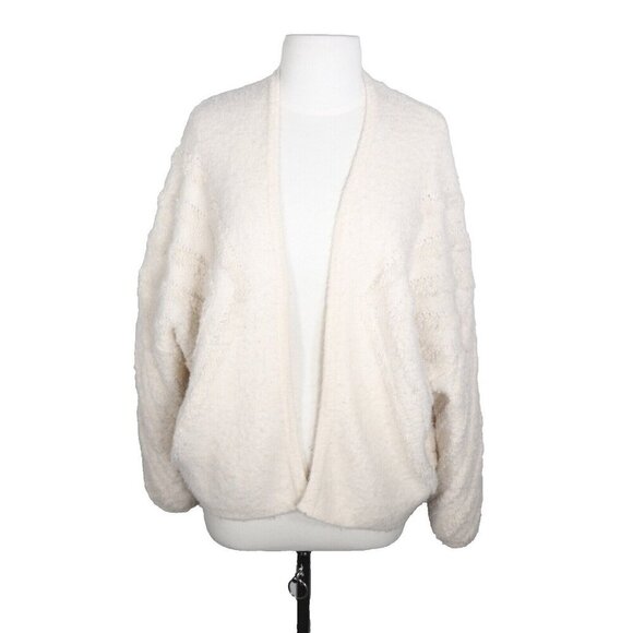 Akemi+Kin Women's One Size Cream Cardigan Tunic Sweater Open Front Eyelet - Picture 6 of 6